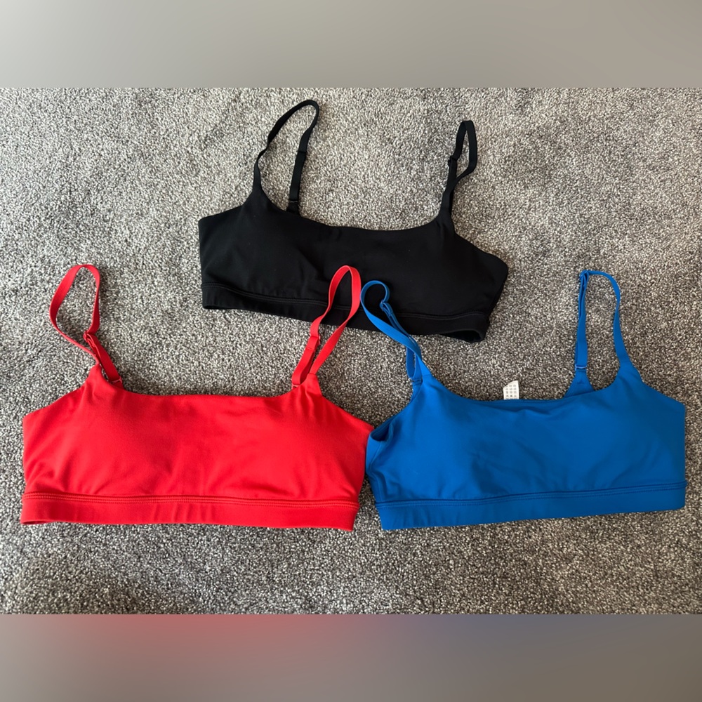 CRZ YOGA Red, Blue, and Black Bralette Trio
